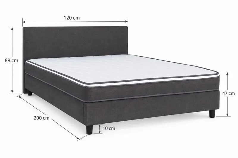 Billingen Komplett Sängpaket 120x200 cm - Grå - Möbler - Sovrum - Sängar - Kontinentalsängar