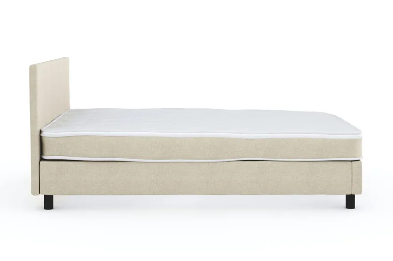 Billingen Komplett Sängpaket – Kontinentalsäng 120x200 cm i Tyg med Sänggavel + Bäddmadrass med Fasthetsgrad Medium - Beige - Möbler - Sovrum - Sängar - Kontinentalsängar