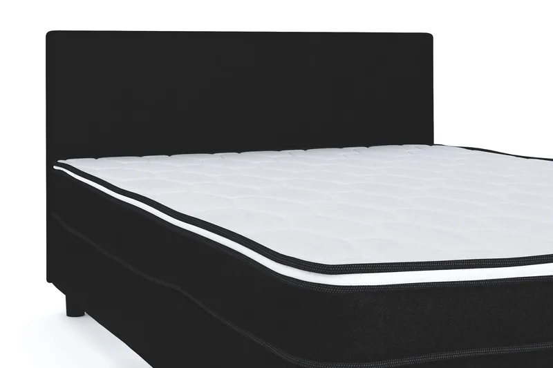 Billingen Komplett Sängpaket – Kontinentalsäng 120x200 cm i Tyg med Sänggavel + Bäddmadrass med Fasthetsgrad Medium - Svart - Möbler - Sovrum - Sängar - Kontinentalsängar