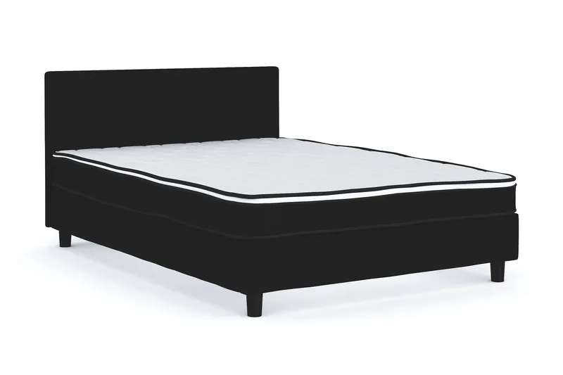 Billingen Komplett Sängpaket – Kontinentalsäng 140x200 cm i Tyg med Sänggavel + Bäddmadrass med Fasthetsgrad Medium - Svart - Möbler - Sovrum - Sängar - Kontinentalsängar
