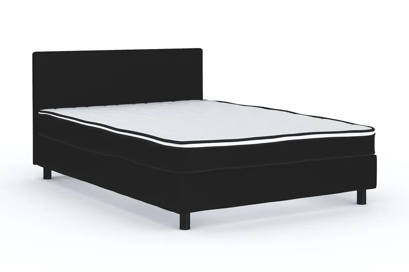 Billingen Komplett Sängpaket – Kontinentalsäng 140x200 cm i Tyg med Sänggavel + Bäddmadrass med Fasthetsgrad Medium - Svart - Möbler - Sovrum - Sängar - Kontinentalsängar