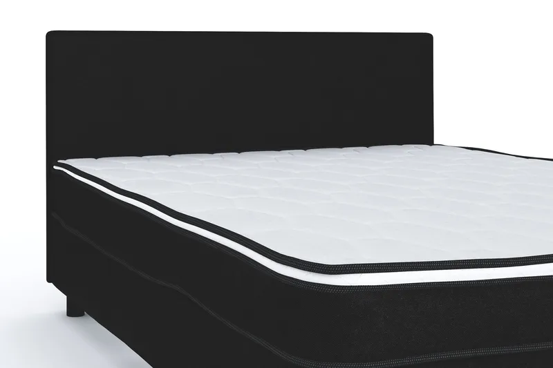 Billingen Komplett Sängpaket – Kontinentalsäng 140x200 cm i Tyg med Sänggavel + Bäddmadrass med Fasthetsgrad Medium - Svart - Möbler - Sovrum - Sängar - Kontinentalsängar