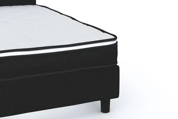 Billingen Komplett Sängpaket – Kontinentalsäng 140x200 cm i Tyg med Sänggavel + Bäddmadrass med Fasthetsgrad Medium - Svart - Möbler - Sovrum - Sängar - Kontinentalsängar