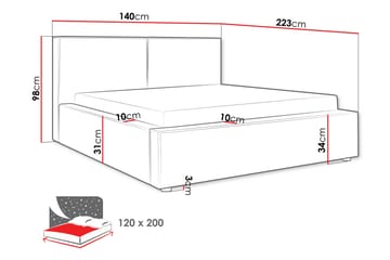 Bizantine Förvaringssäng 120x200 cm - Rosa - Möbler - Sovrum - Sängar - Sängar med förvaring