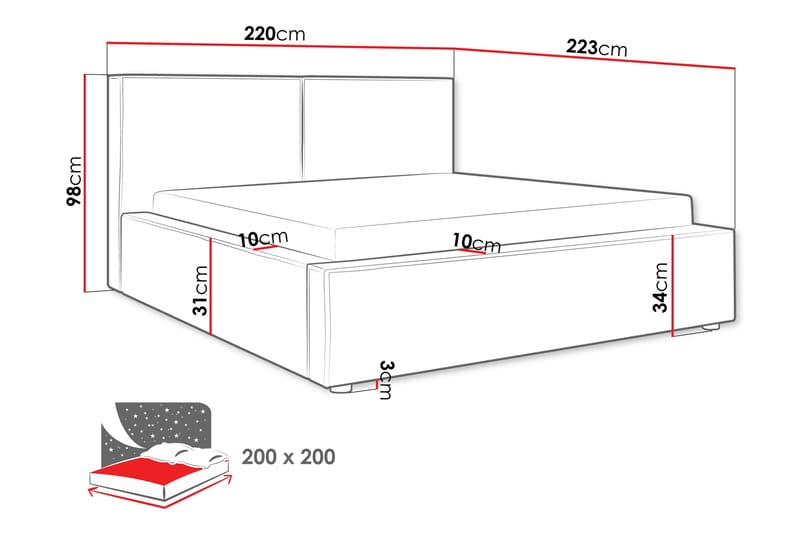 Bizantine Förvaringssäng 200x200 cm - Vit - Möbler - Sovrum - Sängar - Sängar med förvaring