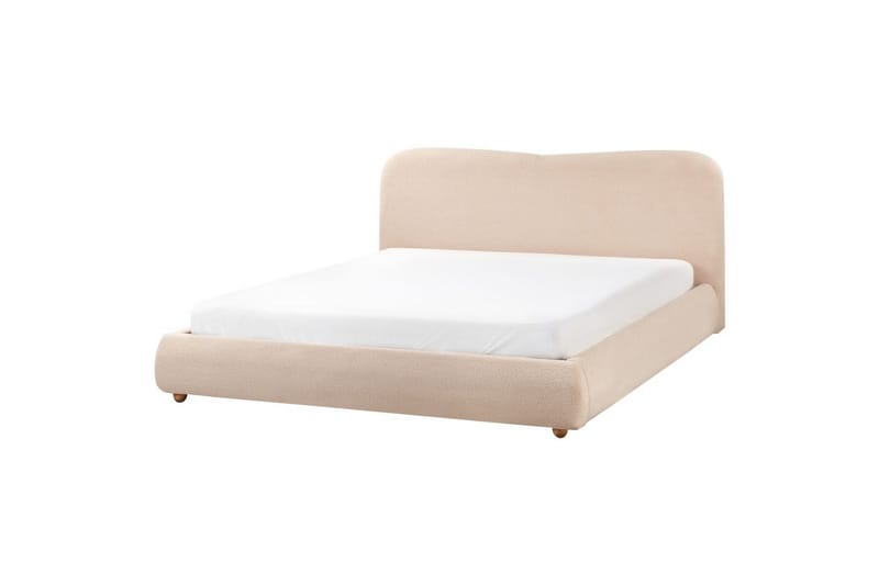 Blagnac Sängram med Förvaring i Bouclétyg med Sänggavel med Fasthetsgrad - Beige - Möbler - Sovrum - Sängram & sängstomme