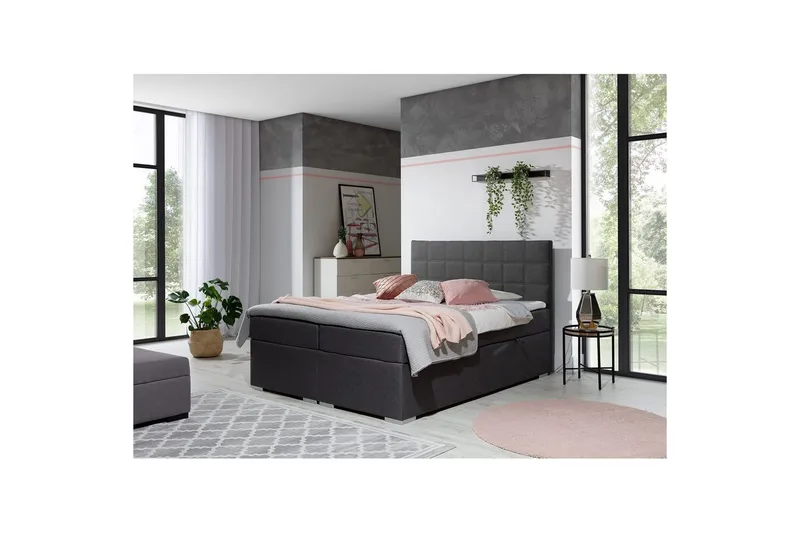 Box Spring Eltap Alice - 140x200 cm, Sawana 05, Grå - Möbler - Sovrum - Sängar - Kontinentalsängar