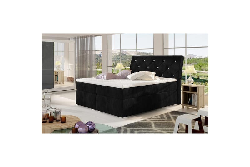 Box Spring Eltap Balvin - 140x200 cm, Kronos 07, Svart - Möbler - Sovrum - Sängar - Kontinentalsängar