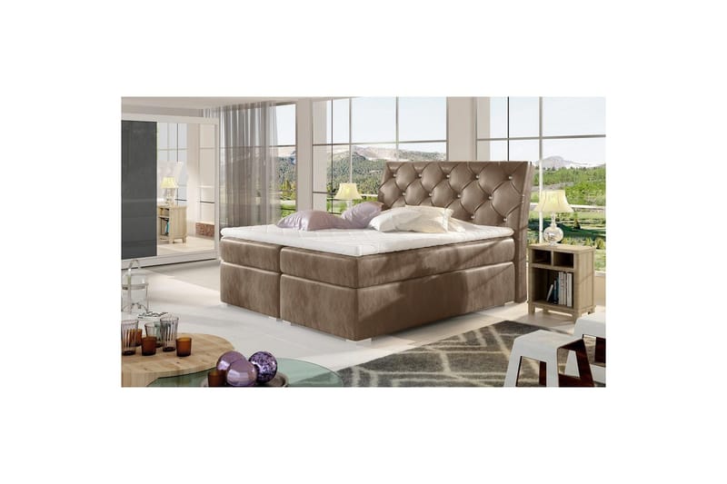 Box Spring Eltap Balvin - 140x200 cm, Monolith 09, Brun - Möbler - Sovrum - Sängar - Kontinentalsängar
