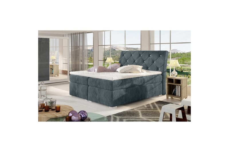 Box Spring Eltap Balvin - 140x200 cm, Paros 06, Mörkgrå - Möbler - Sovrum - Sängar - Kontinentalsängar