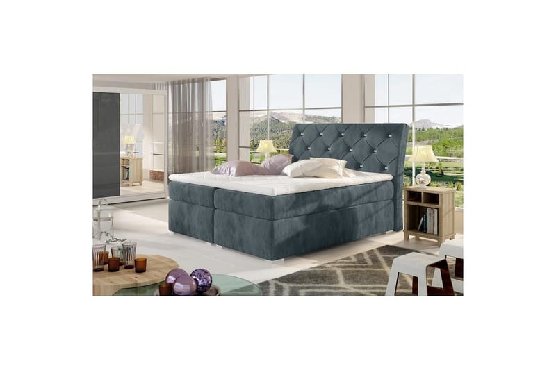 Box Spring Eltap Balvin - 140x200 cm, Paros 06, Mörkgrå - Möbler - Sovrum - Sängar - Kontinentalsängar
