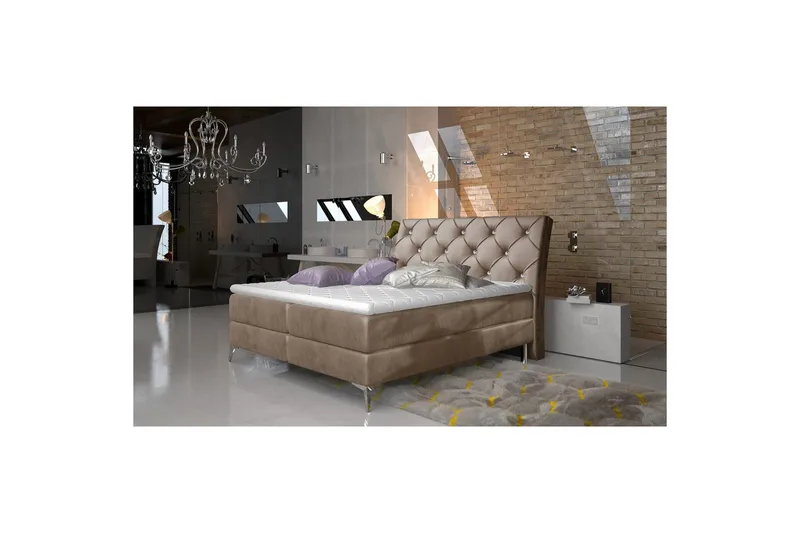 Boxfjäder Eltap Adel, 160x200 cm, Monolith 09, Mörk beige