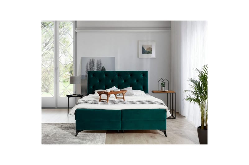 Boxspring Eltap Laos, Kronos 19, Mörkgrön, 140x200 cm