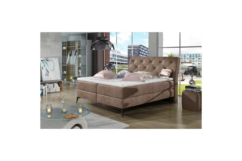 Boxspring Eltap Laos, Monolith 09, Ljusbrun, 160x200 cm