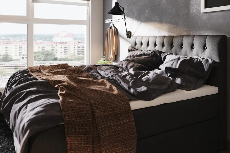 Boxy Box Bed 120x200 cm - Svart/Grå - Möbler - Sovrum - Sängar - Komplett Sängpaket