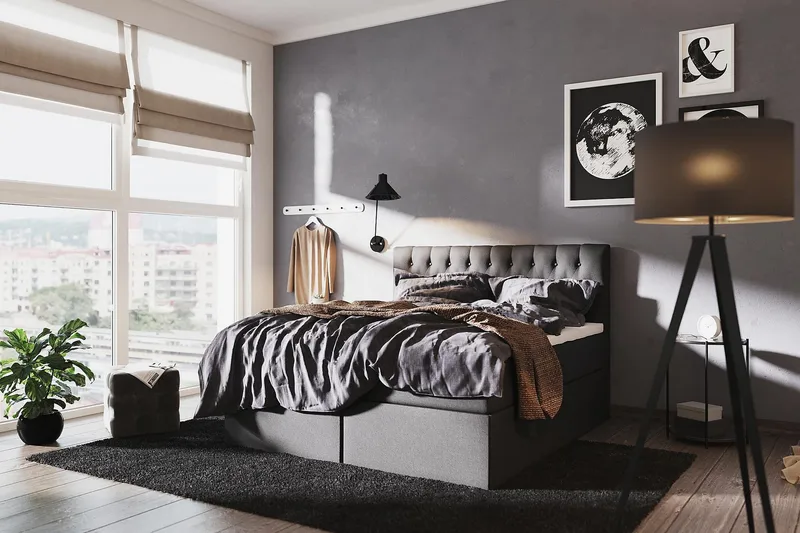Boxy Box Bed 120x200 cm - Svart/Grå - Möbler - Sovrum - Sängar - Komplett Sängpaket