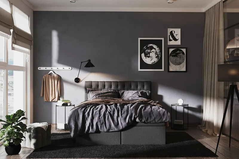 Boxy Box Bed 160x200 cm - Svart/Grå - Möbler - Sovrum - Sängar - Komplett Sängpaket