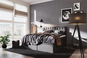 Boxy Box Bed 180x200 cm - Svart/Grå - Möbler - Sovrum - Sängar - Komplett Sängpaket