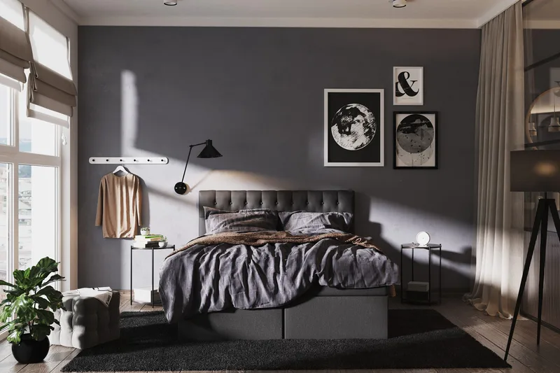 Boxy Komplett Sängpaket Box Bed 180x200 cm - Svart/Grå - Möbler - Sovrum - Sängar - Komplett Sängpaket