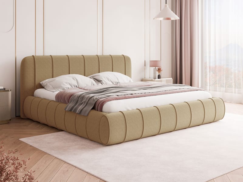 Calrosin Sängram 200x200 cm med Förvaring - Mörkbeige - Möbler - Sovrum - Sängar - Sängar med förvaring