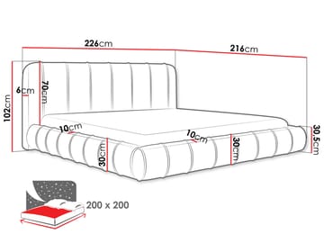 Calrosin Sängram 200x200 cm med Förvaring - Vit - Möbler - Sovrum - Sängar - Sängar med förvaring