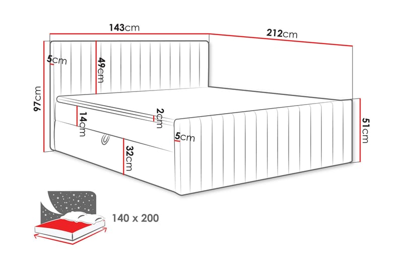Calrosor Sängpaket Kontinentalsäng med Förvaring 140x200 cm - Blå - Möbler - Sovrum - Sängar - Komplett Sängpaket