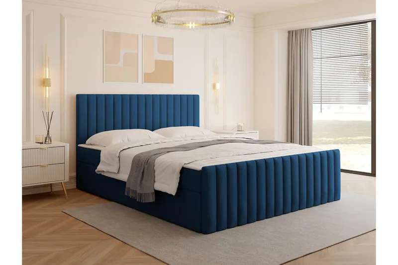 Calrosor Sängpaket Kontinentalsäng med Förvaring 140x200 cm - Blå - Möbler - Sovrum - Sängar - Komplett Sängpaket