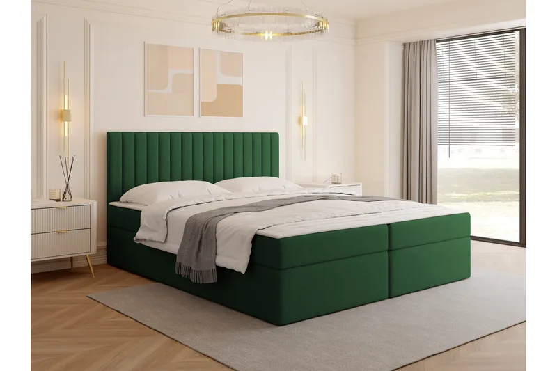 Calrosor Sängpaket Kontinentalsäng med Förvaring 140x200 cm - Grön - Möbler - Sovrum - Sängar - Komplett Sängpaket