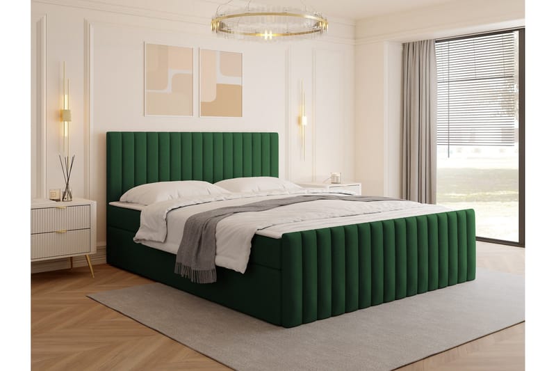 Calrosor Sängpaket Kontinentalsäng med Förvaring 140x200 cm - Grön - Möbler - Sovrum - Sängar - Komplett Sängpaket