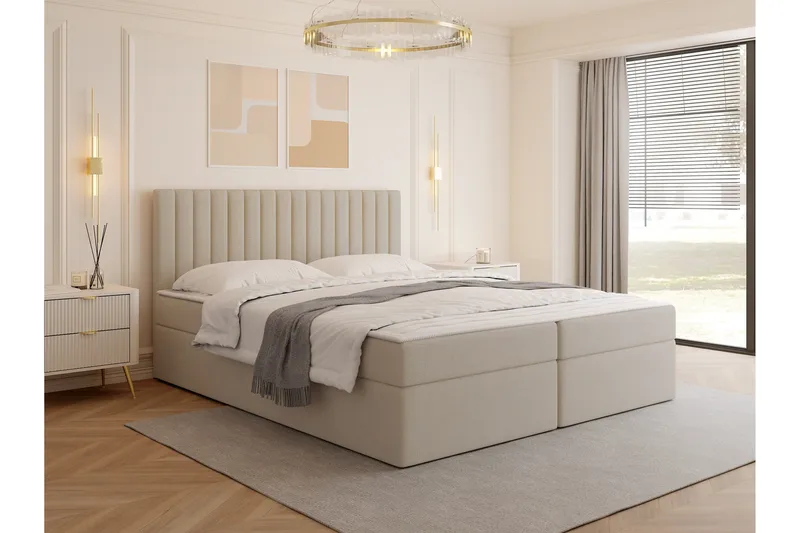Calrosor Sängpaket Kontinentalsäng med Förvaring 160x200 cm - Beige - Möbler - Sovrum - Sängar - Komplett Sängpaket