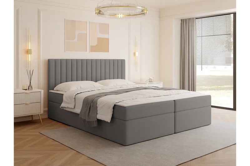 Calrosor Sängpaket Kontinentalsäng med Förvaring 160x200 cm - Grå - Möbler - Sovrum - Sängar - Komplett Sängpaket