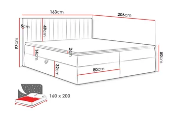 Calrosor Sängpaket Kontinentalsäng med Förvaring 160x200 cm - Rosa - Möbler - Sovrum - Sängar - Komplett Sängpaket
