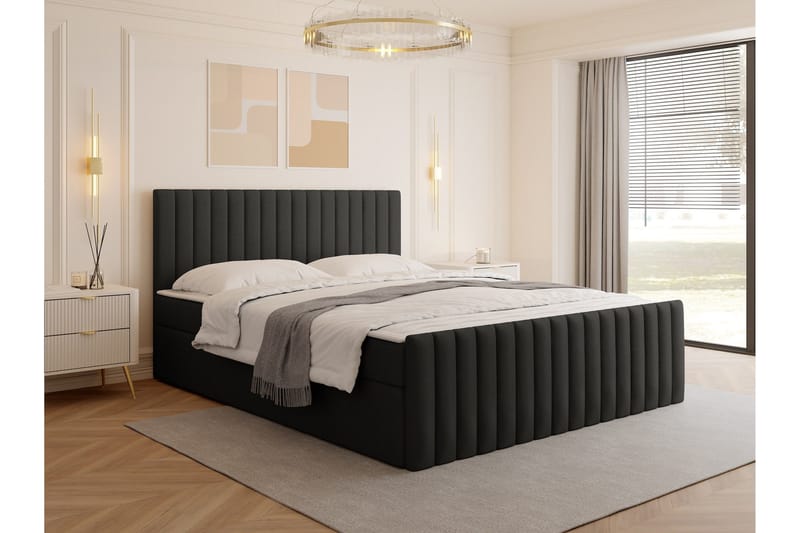 Calrosor Sängpaket Kontinentalsäng med Förvaring 160x200 cm - Svart - Möbler - Sovrum - Sängar - Komplett Sängpaket