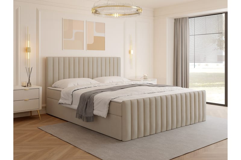 Calrosor Sängpaket Kontinentalsäng med Förvaring 180x200 cm - Beige - Möbler - Sovrum - Sängar - Komplett Sängpaket