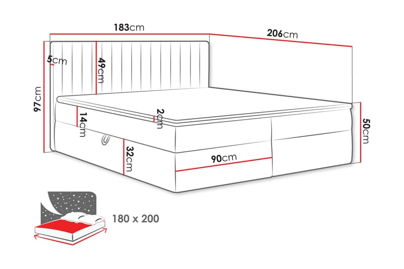 Calrosor Sängpaket Kontinentalsäng med Förvaring 180x200 cm - Svart - Möbler - Sovrum - Sängar - Komplett Sängpaket