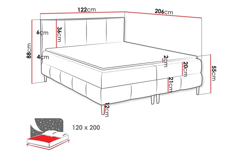Celestine Förvaringssäng 120x200 cm - Svart - Möbler - Sovrum - Sängar - Komplett Sängpaket