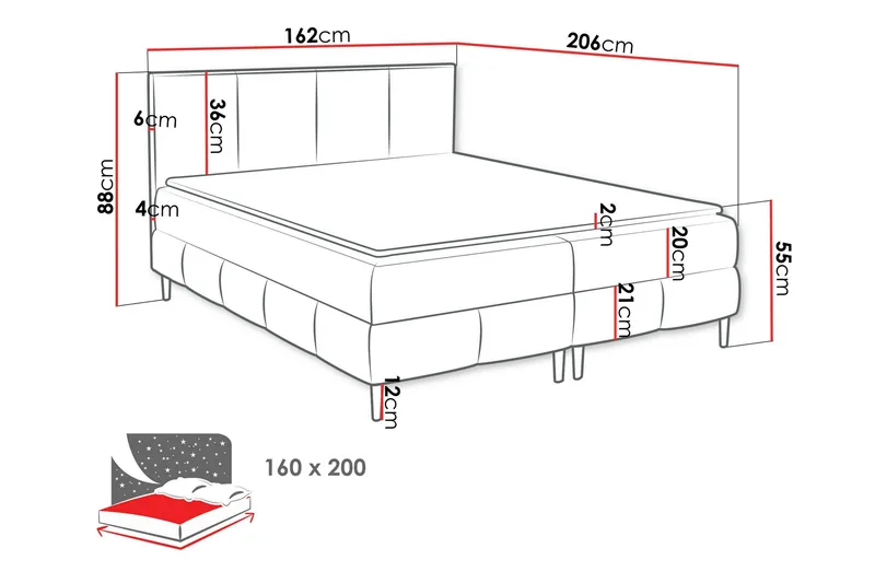 Celestine Förvaringssäng 160x200 cm - Blå - Möbler - Sovrum - Sängar - Komplett Sängpaket