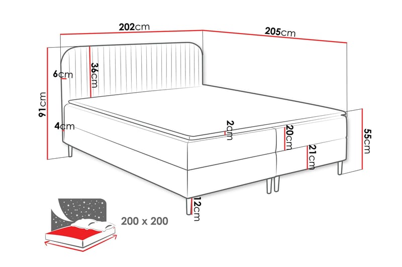Celestine Förvaringssäng 200x200 cm - Vit - Möbler - Sovrum - Sängar - Sängar med förvaring