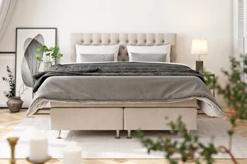 Celine Kontinentalsäng 120x200cm - Beige/Sammet - Möbler - Sovrum - Sängar - Kontinentalsängar