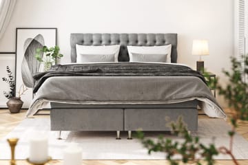 Celine Kontinentalsäng 160x200cm - Grå/Sammet - Möbler - Sovrum - Sängar - Komplett Sängpaket