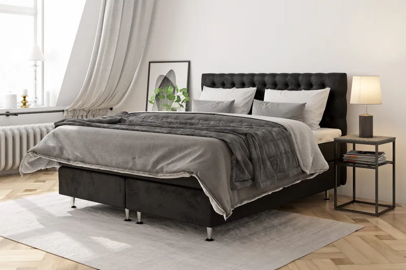 Celine Sängpaket 210x210cm - Svart/Sammet - Möbler - Sovrum - Sängar - Kontinentalsängar