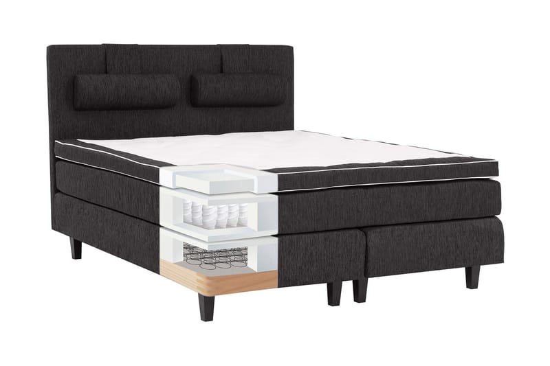 Charleston Kontinentalsäng 120x200 Fast Polyeterskum - Svart - Möbler - Sovrum - Sängar - Kontinentalsängar