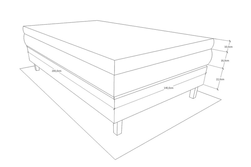 Charleston Kontinentalsäng 140x200 Fast Polyeterskum - Ljusgrå - Möbler - Sovrum - Sängar - Kontinentalsängar