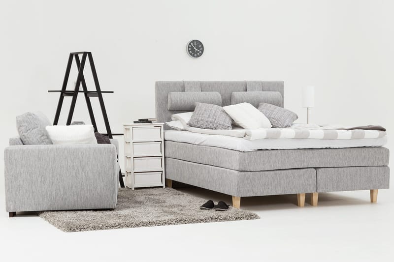 Charleston Kontinentalsäng 180x200 Fast Polyeterskum - Ljusgrå - Möbler - Sovrum - Sängar - Kontinentalsängar