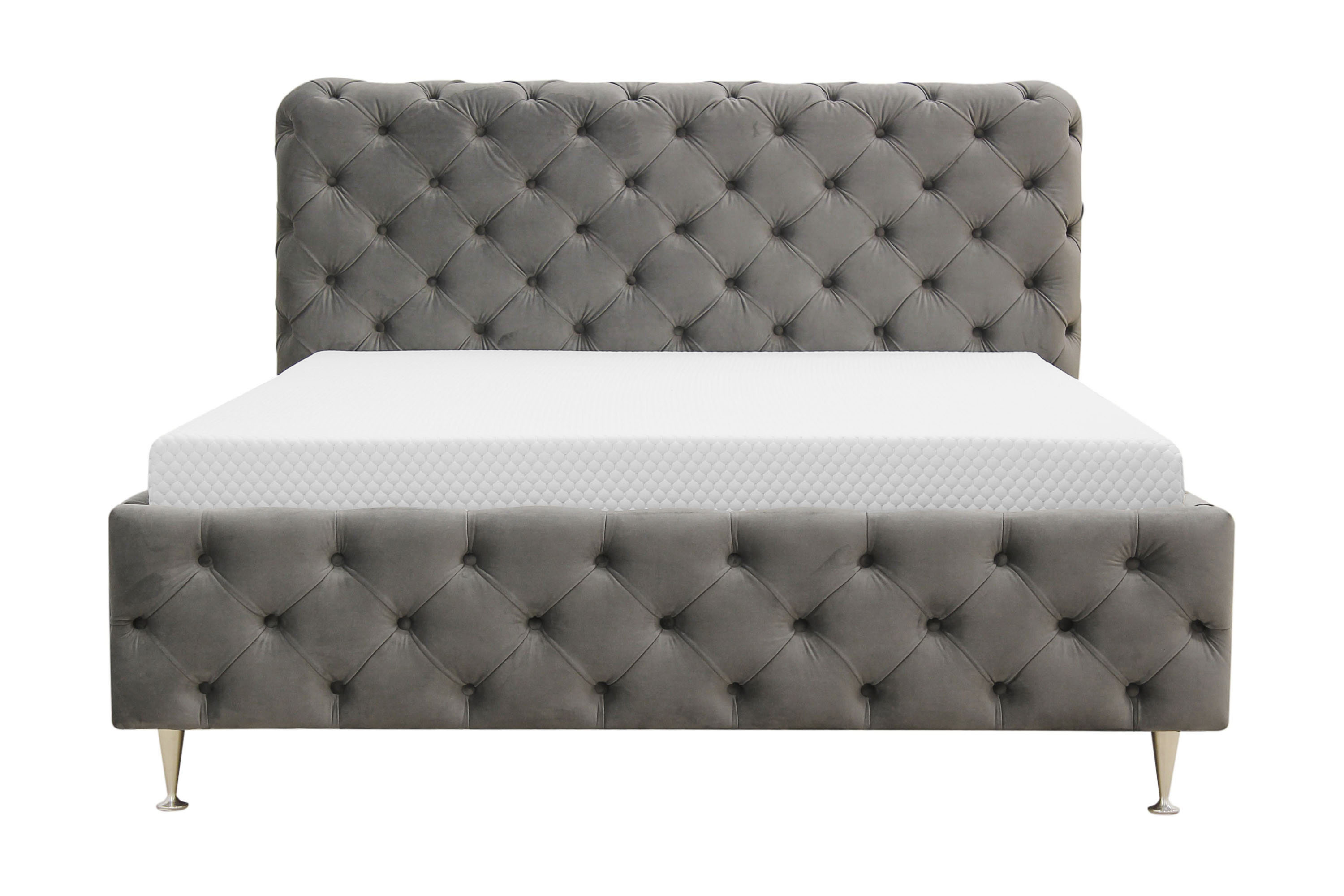 chesterfield komplett sängpaket sängram med madrass 120x200 cm - grå