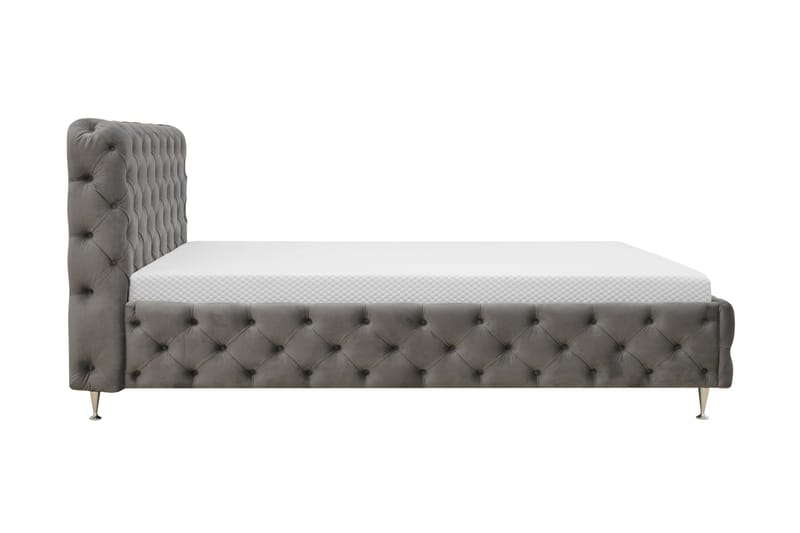 Chesterfield Komplett Sängpaket Sängram med Madrass 140x200 cm - Grå - Möbler - Sovrum - Sängar - Komplett Sängpaket