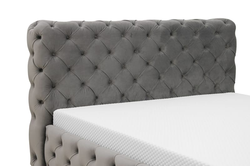 Chesterfield Komplett Sängpaket Sängram med Madrass 140x200 cm - Grå - Möbler - Sovrum - Sängar - Komplett Sängpaket
