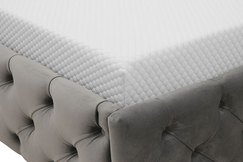 Chesterfield Komplett Sängpaket Sängram med Madrass 140x200 cm - Grå - Möbler - Sovrum - Sängar - Komplett Sängpaket
