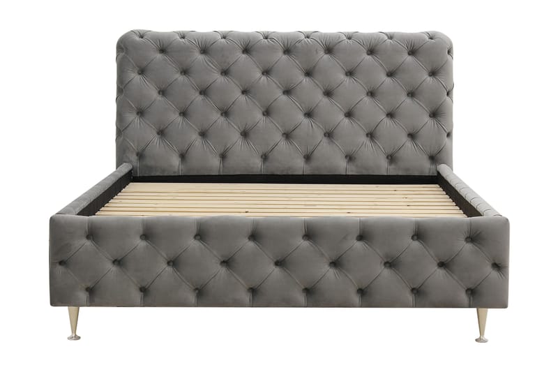 Chesterfield Komplett Sängpaket Sängram med Madrass 140x200 cm - Grå - Möbler - Sovrum - Sängar - Komplett Sängpaket