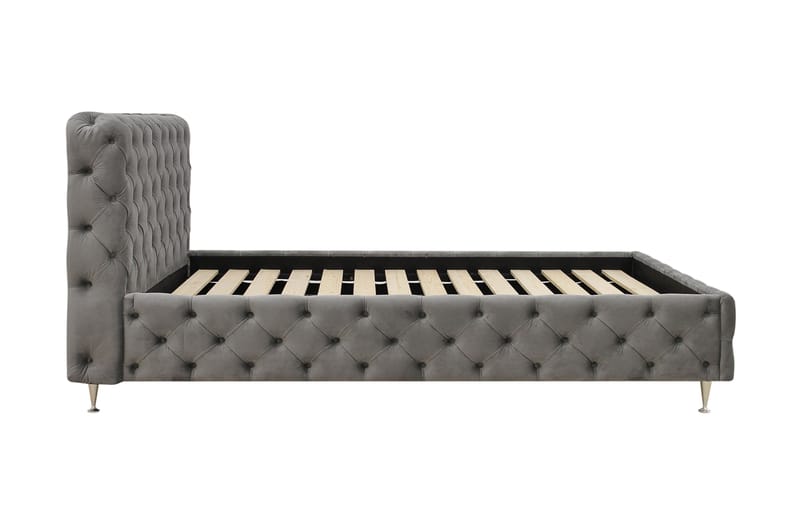 Chesterfield Komplett Sängpaket Sängram med Madrass 140x200 cm - Grå - Möbler - Sovrum - Sängar - Komplett Sängpaket